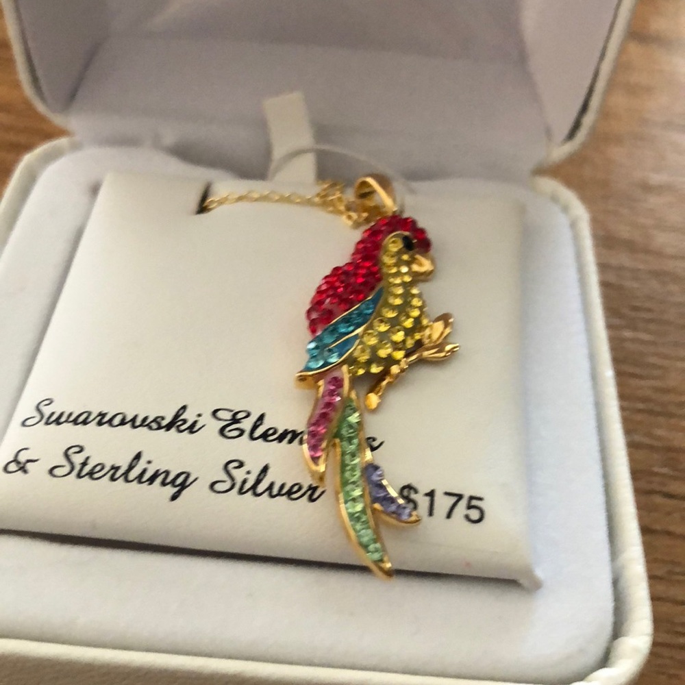 Yellow Plated Swarovski Crystal Parrot Pendant - Picture 4 of 7